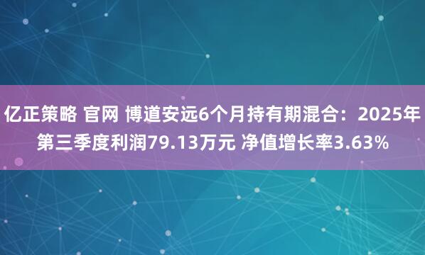 亿正策略 官网 博道安远6个月持有期混合：2025年第三季度利润79.13万元 净值增长率3.63%