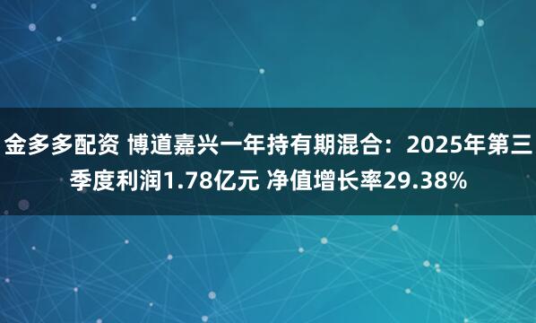 金多多配资 博道嘉兴一年持有期混合：2025年第三季度利润1.78亿元 净值增长率29.38%