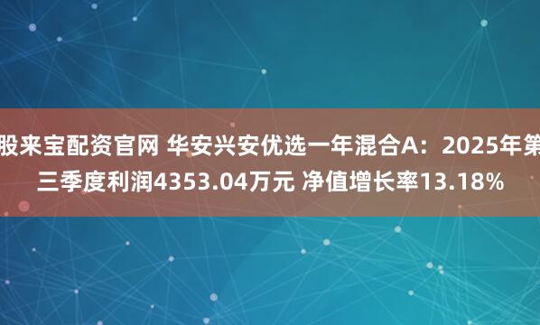 股来宝配资官网 华安兴安优选一年混合A：2025年第三季度利润4353.04万元 净值增长率13.18%
