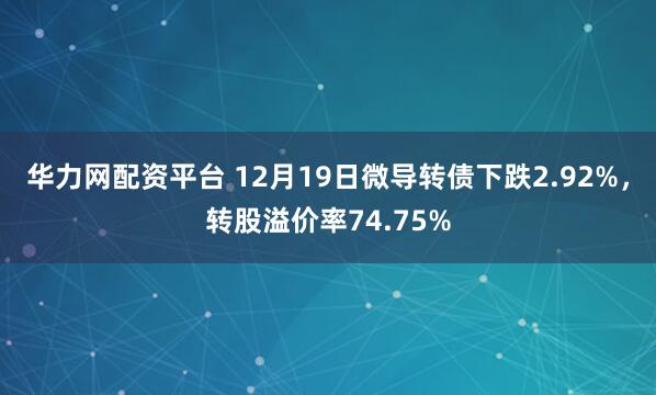 华力网配资平台 12月19日微导转债下跌2.92%，转股溢价率74.75%